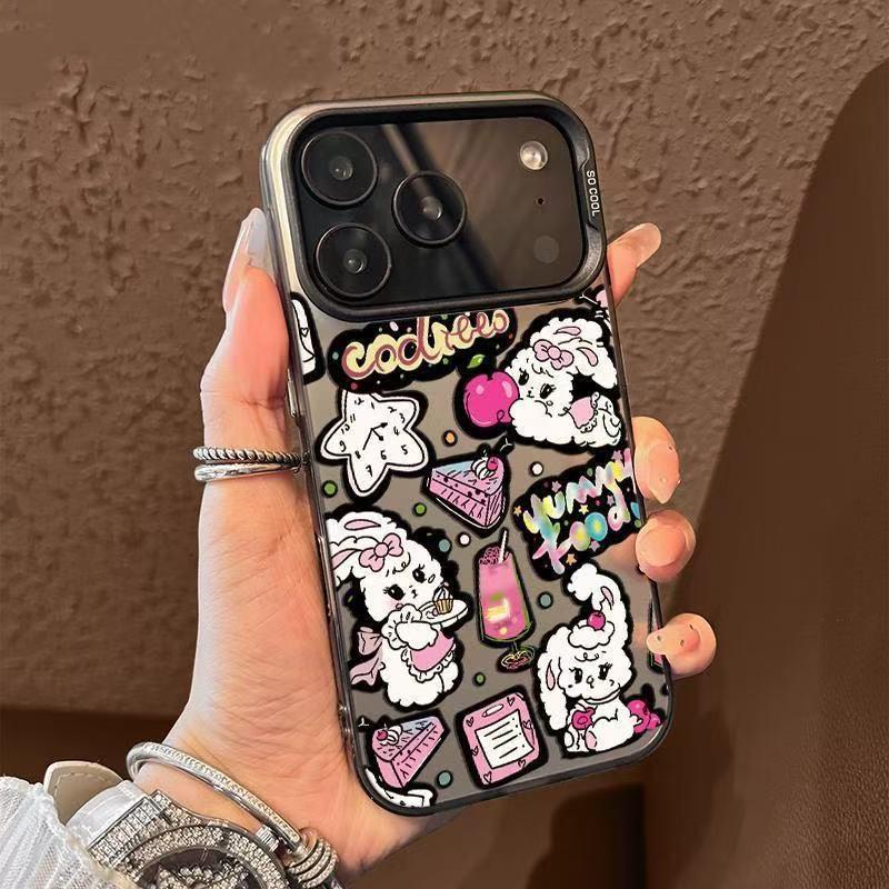 

Крутой розовый кролик серебристая ракушка чехол для телефона для Apple 17/16/15 Pro и 14 Pro Max/13/12 13 ProMax