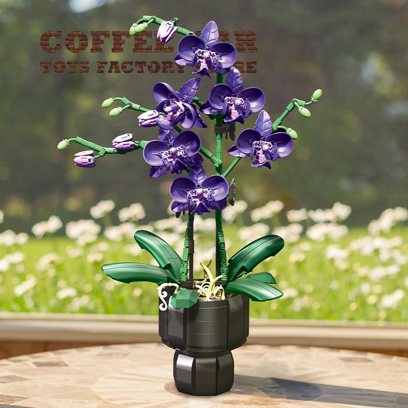 Non-Toxic Creative Bonsai Building Blocks Bouquet Decoration Moon Flower Moc Bricks 3D Model Diy Eternal Plant Kids Toys Children Friend Gifts