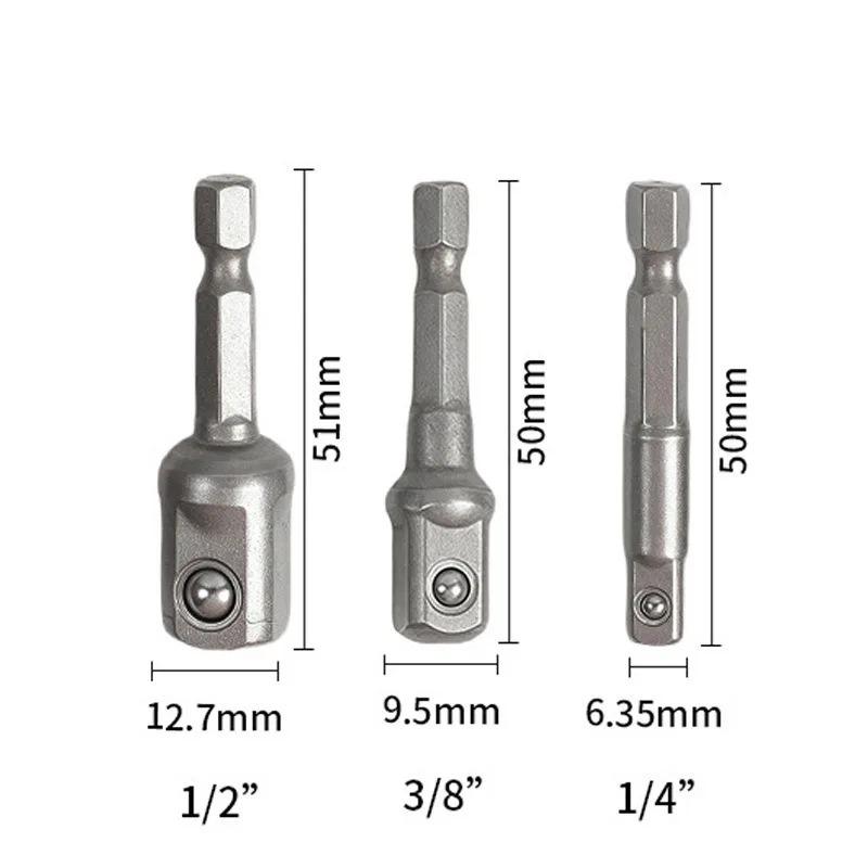 Adapte Natural Hexagonal Handle Extension Rod for 1/2 Screwdriver 3/8 Square Head 1/4 Socket Power Tool Accessories
