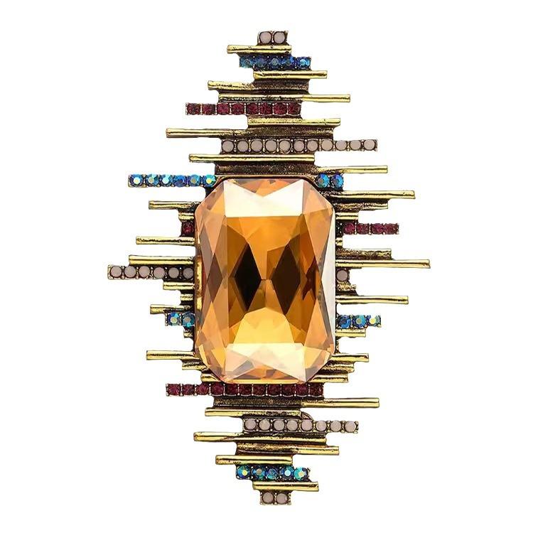 

Retro Rhombus Women s High-end Fashion and Exquisite Temperament Brooch 3*6CM