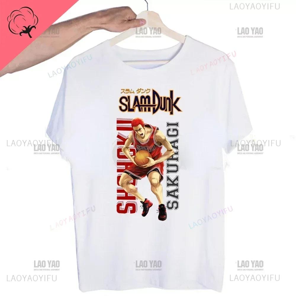 Classic Japanese Anime Harajuku SLAM DUNK Tshirt for Men Short Sleeve Man Tops T Shirt for Male White Casual T Shirt Women Tees