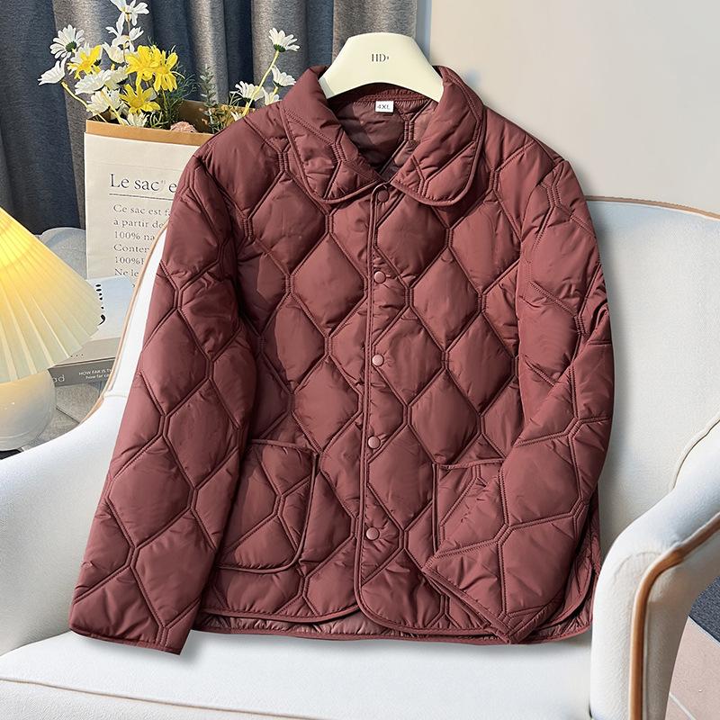 Lapel Collar Puffer Jacket, Lightweight Down Coat Short Quilted Winter Jacket for Women, Warm Outerwear with Faux Fur Trim, Casual Thermal Coat