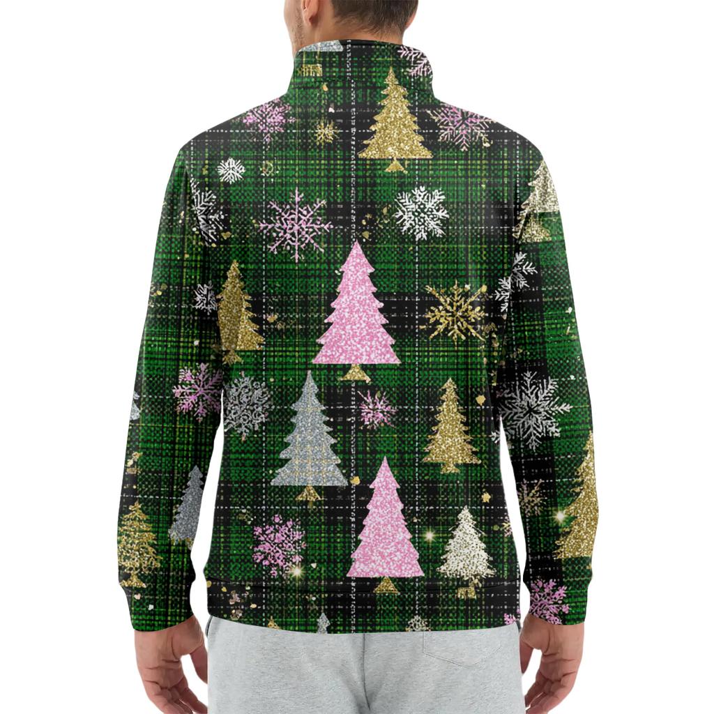 Men's Loose Casual 1/4 Zip Sweatshirt Fashion Printed Long Sleeve Top With Pockets