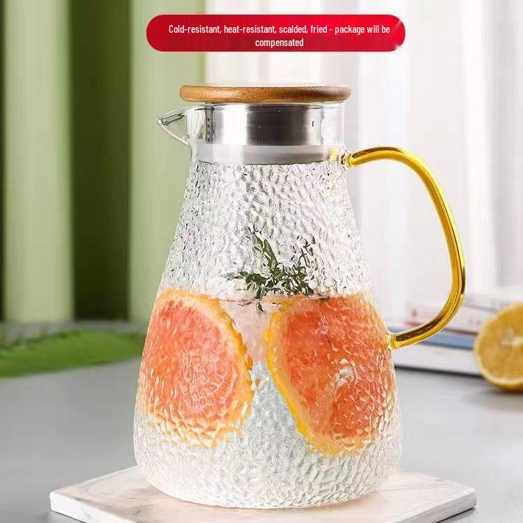 High-Temperature Resistant Hammered Texture Cold Water Kettle and Cup Set for Cold Drinks and Juice