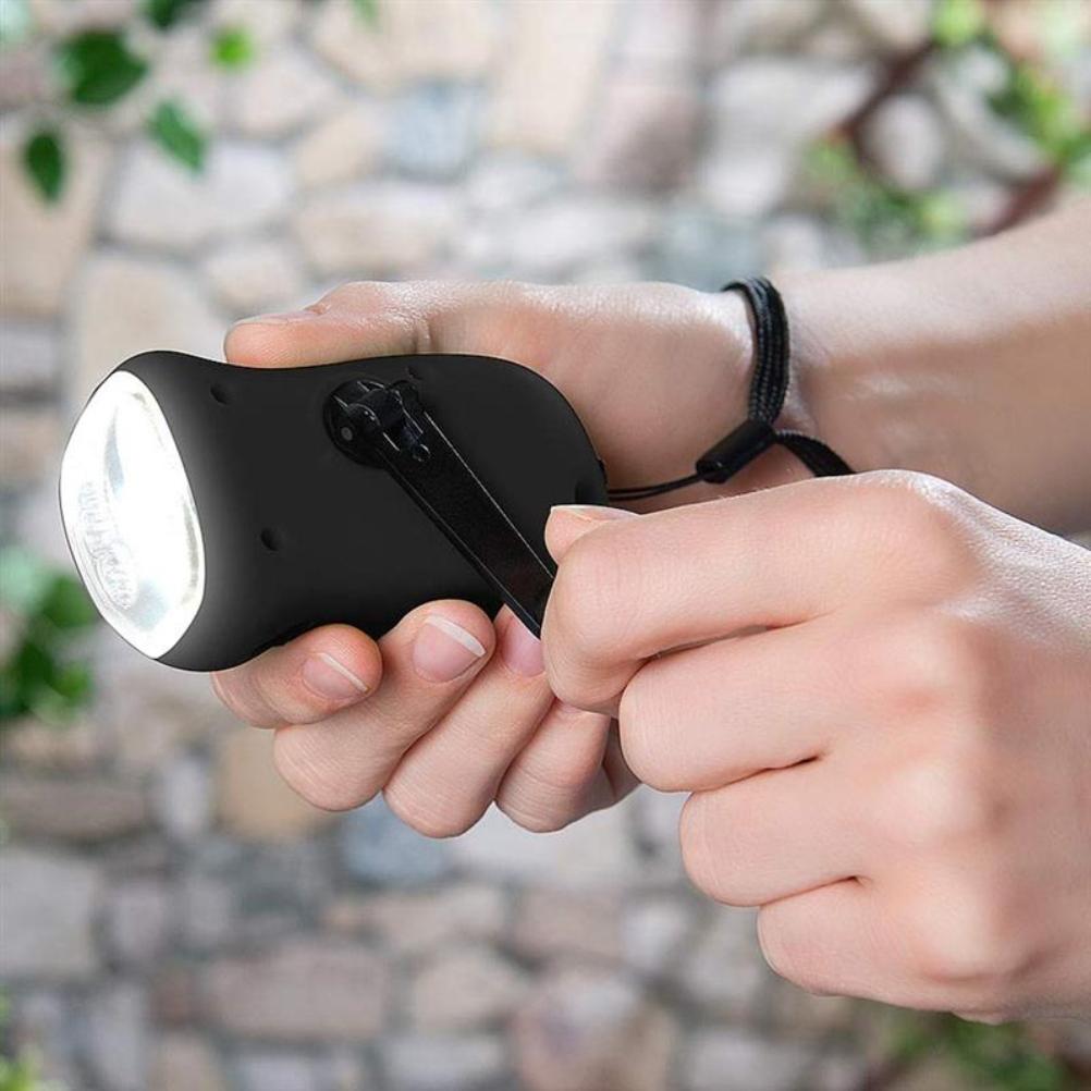 Mini LED Håndsveiv Dynamo Solcellelommelykt Bærbar Energisparende Lommelykt Camping