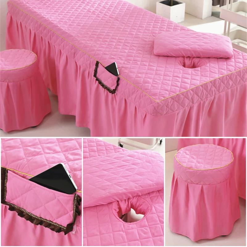 Thick Bed Skirt Beauty Salon Massage Table Bed Cover High-grade Skin-Friendly Bed Sheet SPA Therapy Bedspread with Hole