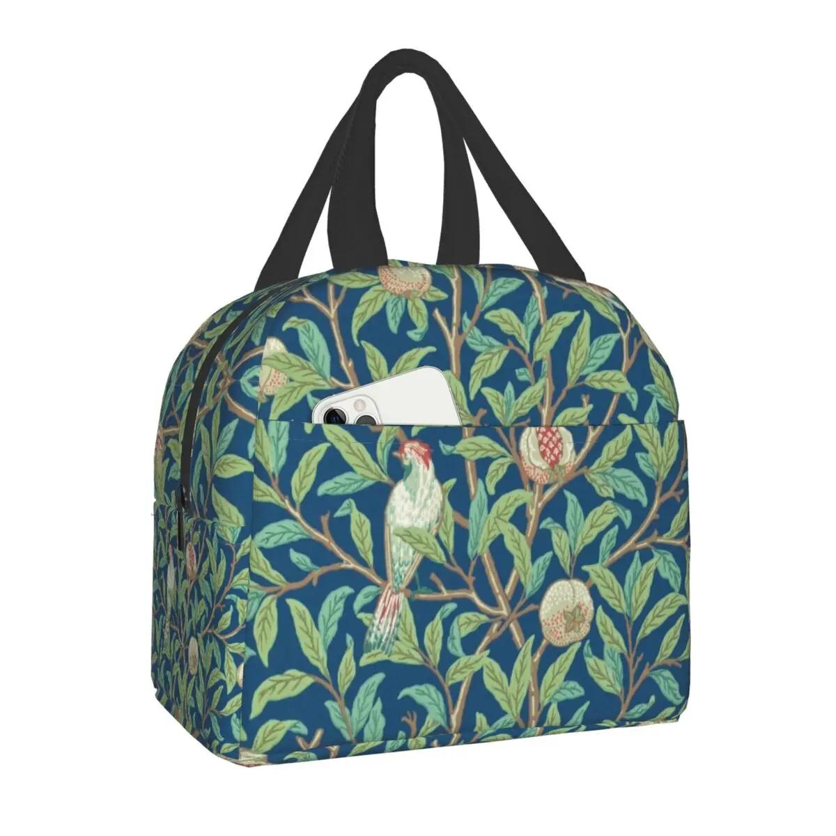 

William Morris Цветочный текстильный принт термоизолированная сумка для ланча женская портативная коробка для ланча для детей школьные многофункциональные сумки для еды 22x20x13CM серый