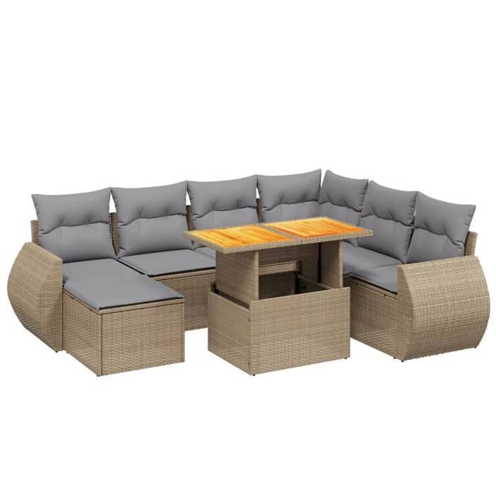 VidaXL Garden Lounge Set with Cushions 8 Pcs, Patio Sofas, Patio Furniture Set, Outdoor Furniture, Beige 3275831