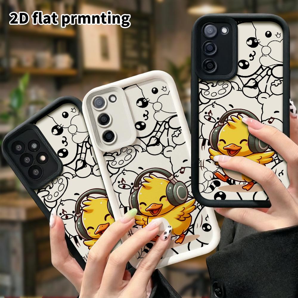 Phone Case: 2D flat, suitable for Samsung Galaxy A34 A35 M05 M06 S20 S22 S21 FE Plus 5G protective cases, comes with a little yellow duck for wearing 