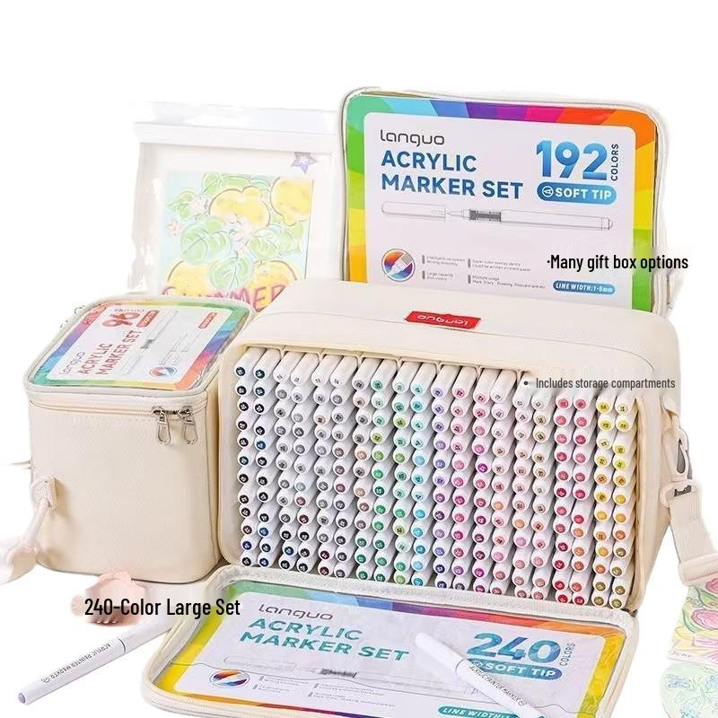 Blue Fruit 240-Color Liquid Ink Acrylic Marker Set for Kids' DIY Painting & Art Projects