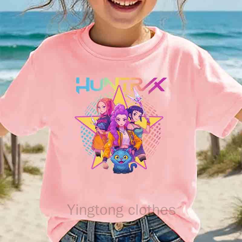 Print Short Sleeve T-Shirt Cute Cartoon Graphic Tee Kids Summer Casual Top
