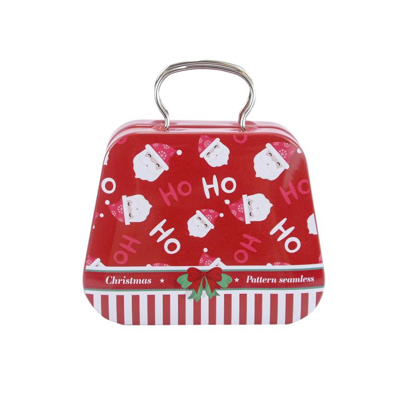 Christmas Handbag Shape Candy Box Metal Tin Cookie Gift Packaging Boxes Kids Xmas Party Favors Happy New Year 2025 Noel Decor