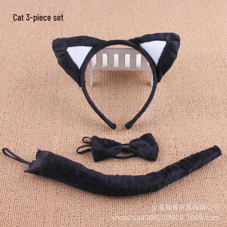 Set Fascia e Coda Animali per la Festa dei Bambini - Orecchie di Coniglio, Gatto, Tigre con Collare