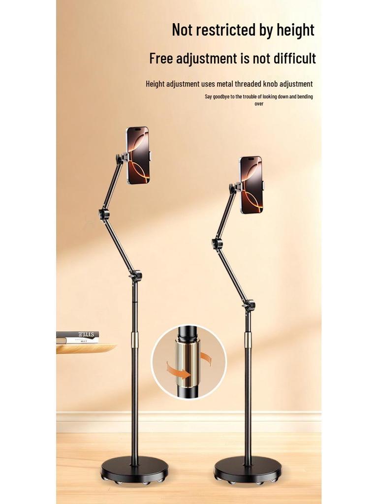 Smart Wheeled Floor-Standing Stand for Live Streaming, Universal for Phones & Tablets, Multi-Functional for Watching Dramas