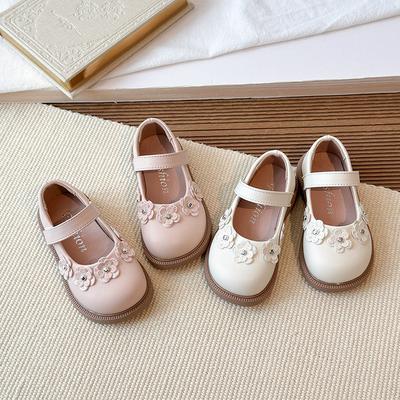 New Girls Leather Shoes Lolita Wedding Party Children Mary Jane Shoes Sweet Flower Fashion Kids Princess Dress Flat Shoes