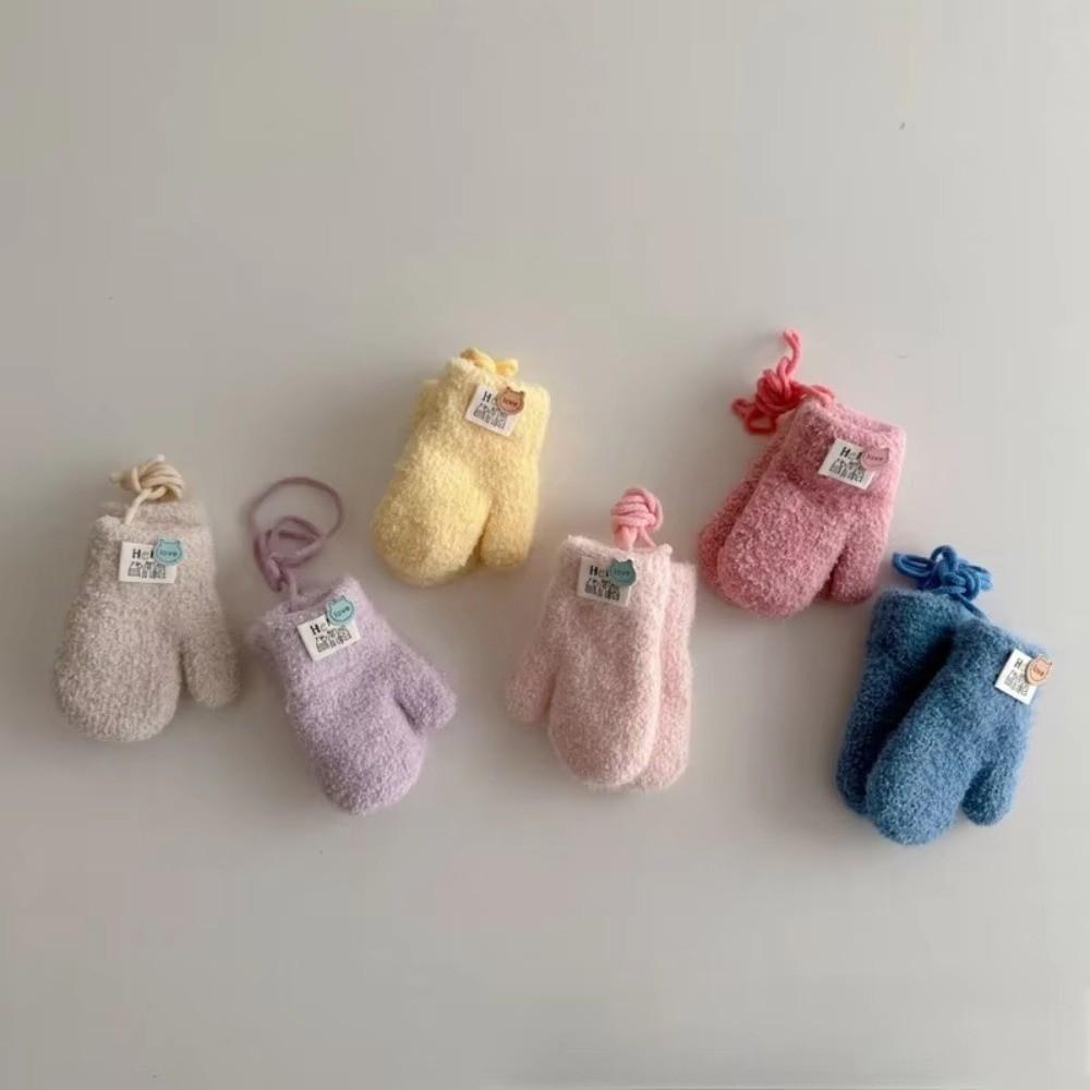 0-3Y Baby Baby Plush Gloves Thick Plush Full Finger Gloves New Warm Snow Gloves  Autumn Winter
