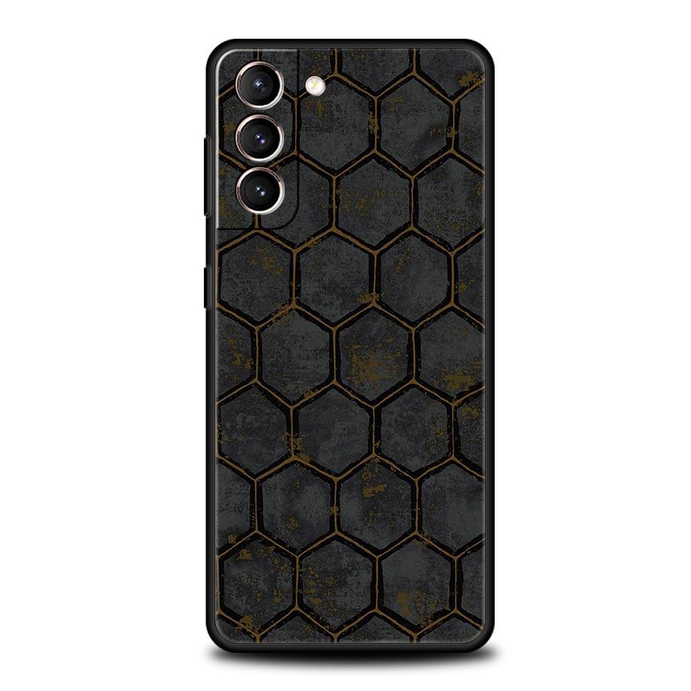 Honeycomb Pattern Soft Phone Case For Samsung Galaxy S25 Edge S24 Plus S23 FE S22 S21 S20 Ultra 5G S10 Black Protect Cover