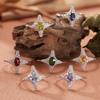 Womens Natural Amethyst Citrine Ring Inlaid Star Jewelry