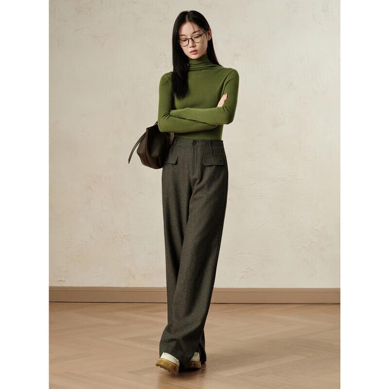 

JOOZE ANNAKO Women s 2024 Winter Wool Blend Wide-Leg Trousers XL