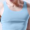 Men's Ice Silk Seamless Vest White Summer Tight Wide Shoulder V-neck Sports Sleeveless Base Thin
