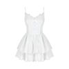 Pure Desire Wind Fairy Small White Dress Korean Waist Design Splicing Lace Off the Shoulder Sleeveless High-end Sexy Skirt Woman