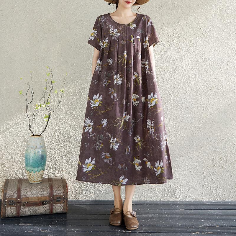 Summer Cotton Silk Loose Nightgown for Plus Size Women - Casual Mom Style Home Dress