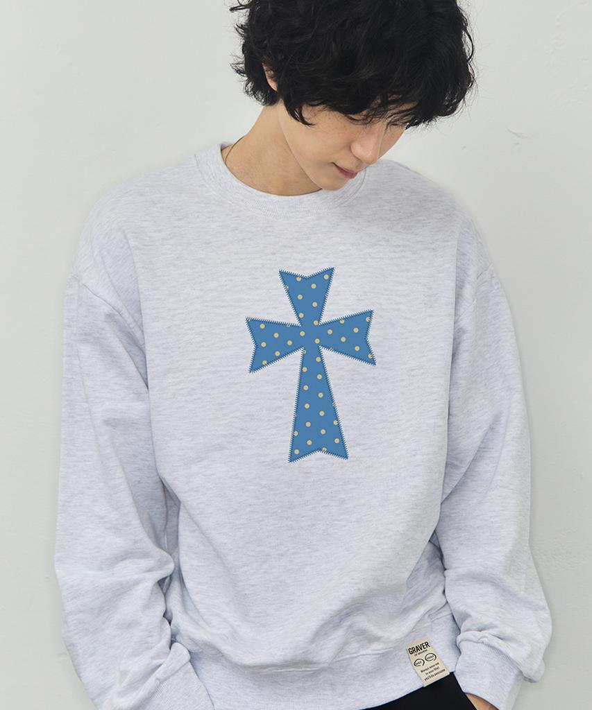 GRAVER [Unisex] Dot Cross Sweatshirt_4Color