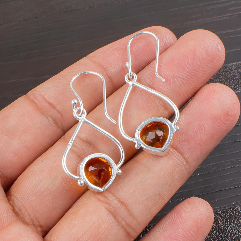 Citrine Gemstone 925 Stamped Silver Artisan Jewelry Earrings For Engagement Gift EE-33-5