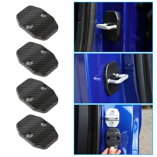 4x Door Lock Cover Buckle Protector Trim Kit for Dodge Charger 10+ Carbon Fiber