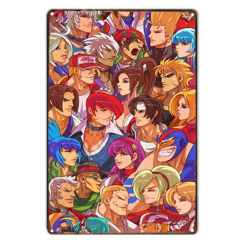The King Of Fighters Anime Vintage Metal Sign, Wall Art Poster, Fighting Games, Retro Sign For Bar,Club,Man Cave,Home Wall Decor