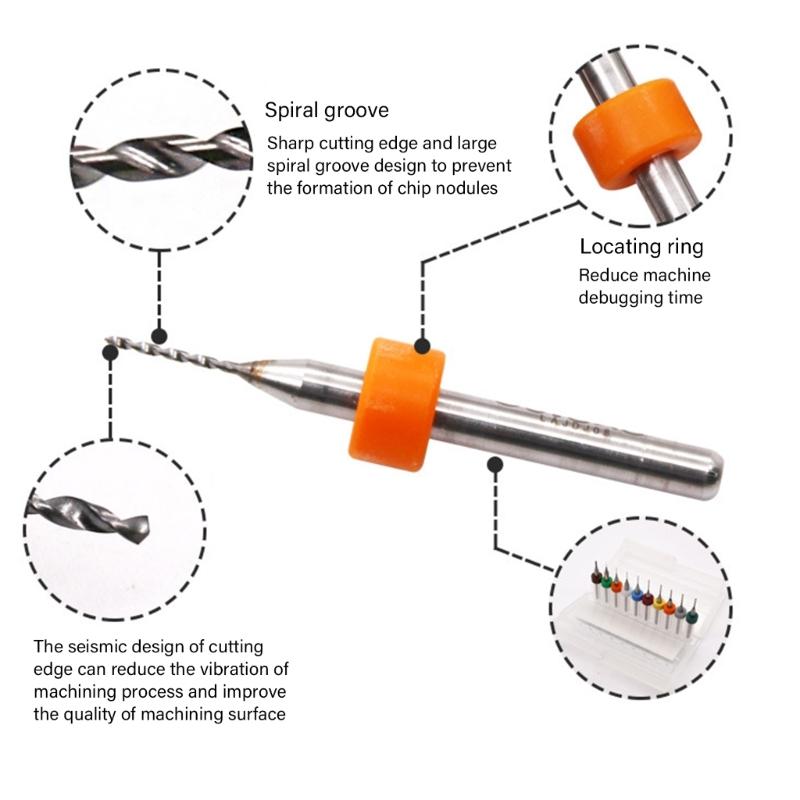 Accurate Craft Drilling Set of 10 Miniature Drill Bits for Circuit Boards and Detailed Engraving and Stone Jewelry Work