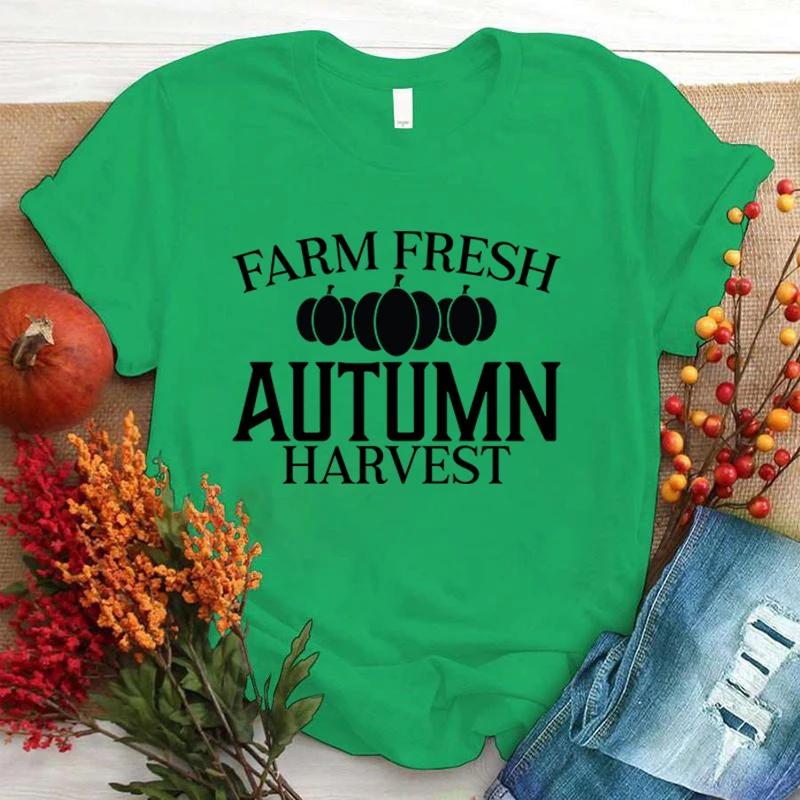 Hot Sales Farm Fresh Autumn Harvest Pumpkin T Shirts Women Men Summer Cool Short Sleeves Personality Harajuku T-Shirt