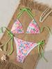 Neues Dreieck-Bikini-Set 2025 - Badeanzug mit Blumenprint, Push-Up & Brasilianischer Slip