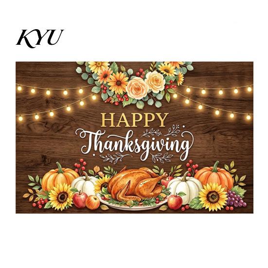 Thanksgiving Backdrop Banner 70 x 45 Inch Fall Pumpkin Backdrop, Autumn Harvest Gnome Polyester Photo Booth Props Scarecrow Photography Background,