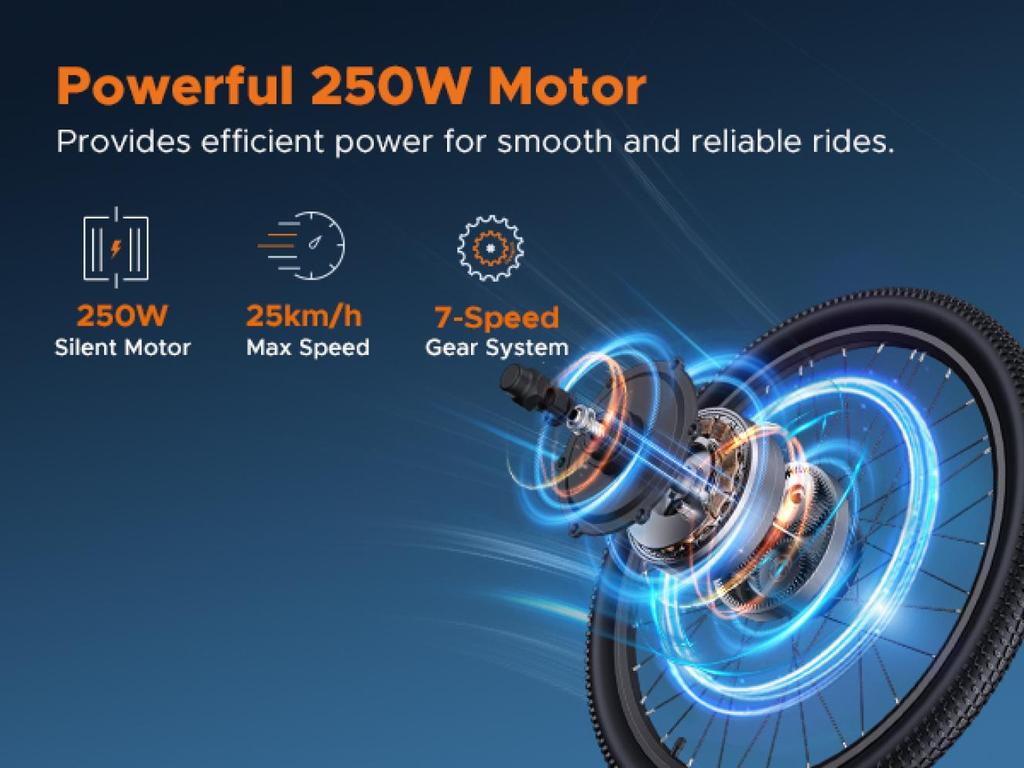 HillMiles MileTrail 1 E-Bike: 120km Range, Hydraulic Disc Brakes, 26" Tires, 250W - City and Mountain Commuting, IPX4