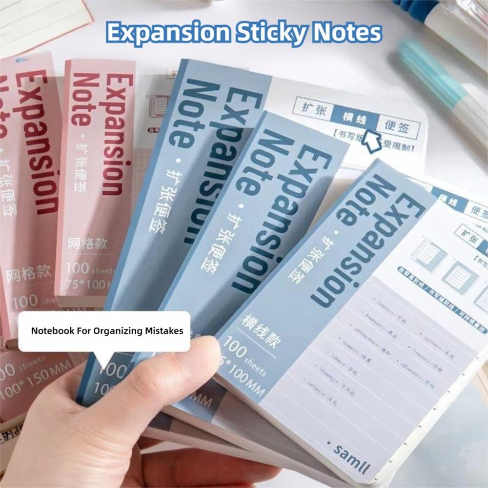 100PCS/Set Multifunctional Self-Adhesive Expansion Sticky Notes Sticky Tearable Memo Pads Extensible Sticky Labels Sticker Gift