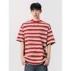 Wassup Trendy Japanese Style Color-Block Striped Short-Sleeve T-Shirt for Men, Summer Loose Fit Versatile Trendy Tee Men's Half-Sleeve Top