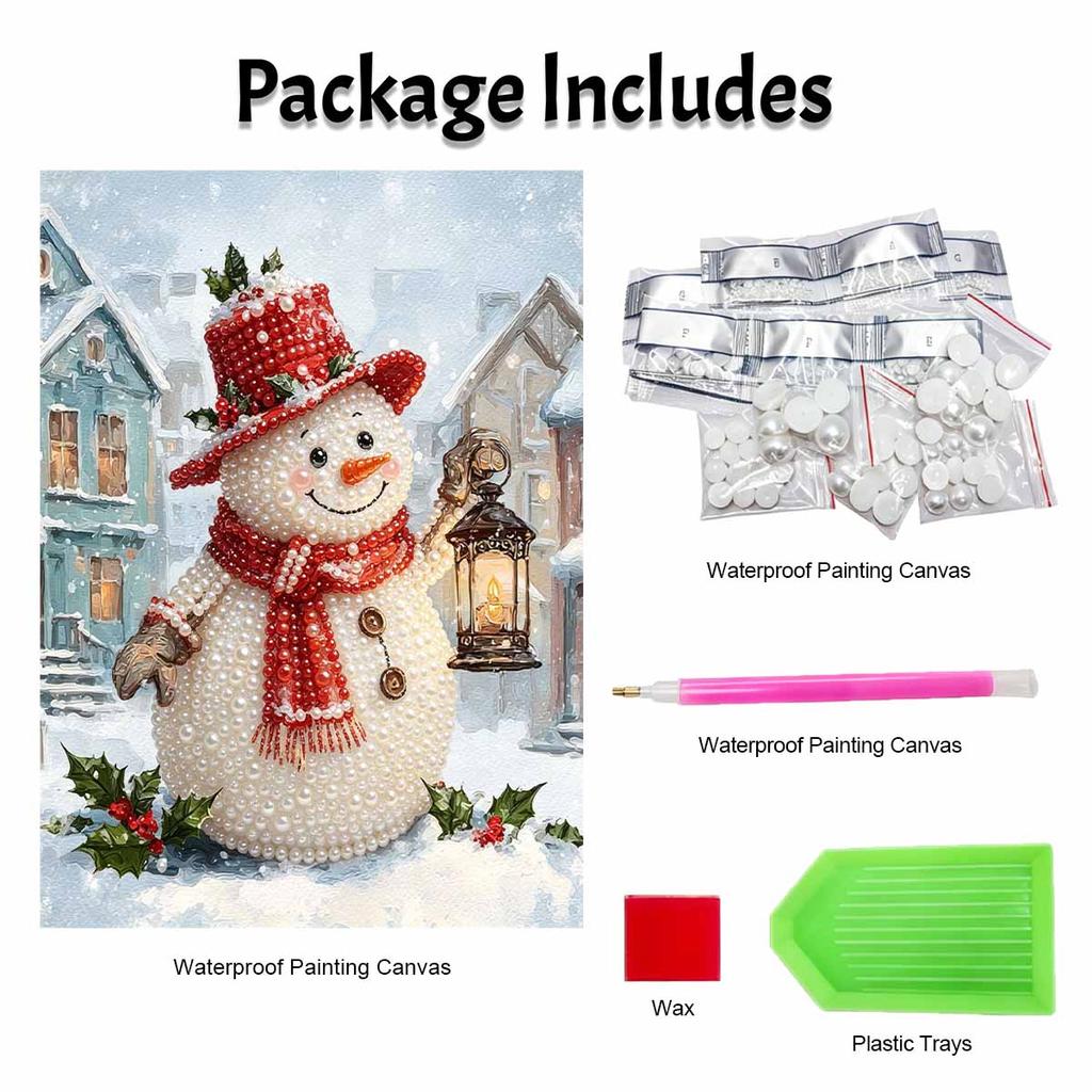 Christmas pearl painting art painting kit handmade diy home decoration painting snowman lantern winter scene 122 characters