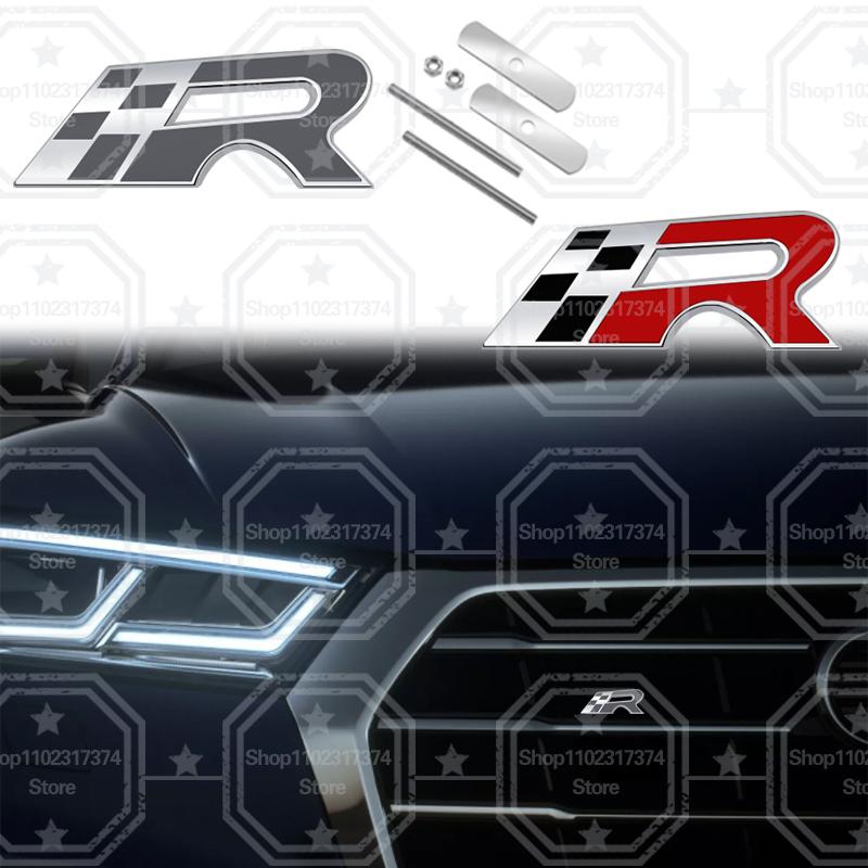 gycsn9 3D R Front Grill Emblem Metal Car Side Badge Decoration Rear Trunk Sticker For 300 LEON 5f IBIZA 6j ATECA Race Flag