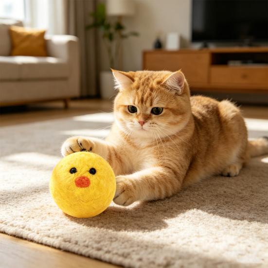 Brinquedos para Gatos Forma de Pato Amarelo Bolas Silenciosas de Lã Feltro Macio Resistente à Mordida Brinquedo para Gato Seguro para Mastigar Arranhar Brinquedo Divertido para Animal de Estimação para Filhote