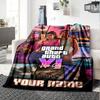 Name Custom GTA Game Print Flannel Blanket High Quality Warm Comfortable Cover for All Seasons Perfect for Gifts Home Decor