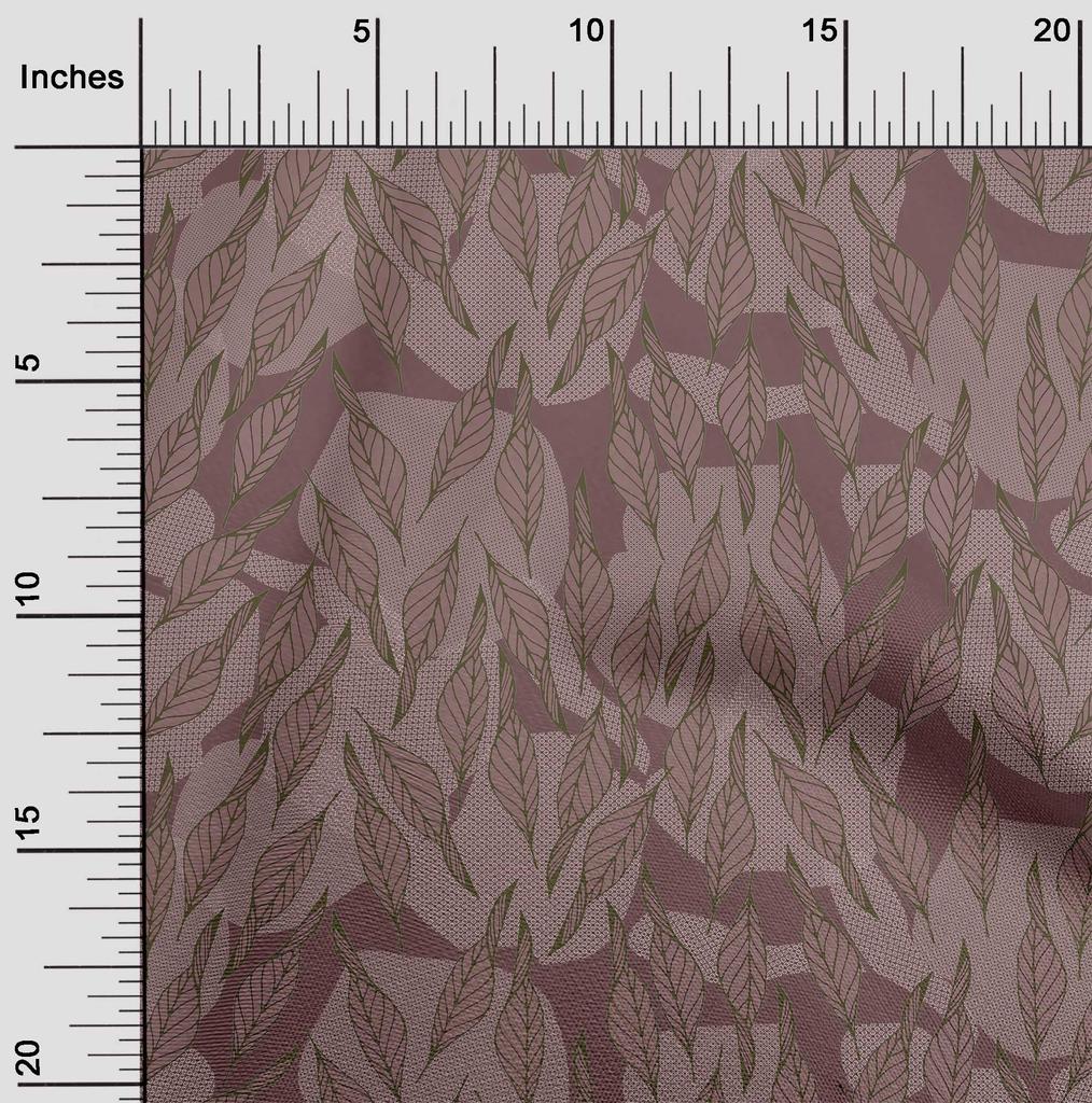 oneOone Cotton Cambric Dark Rose Brown Fabric Leaves Dress Material Fabric Print Fabric By The Yard 42 Inch