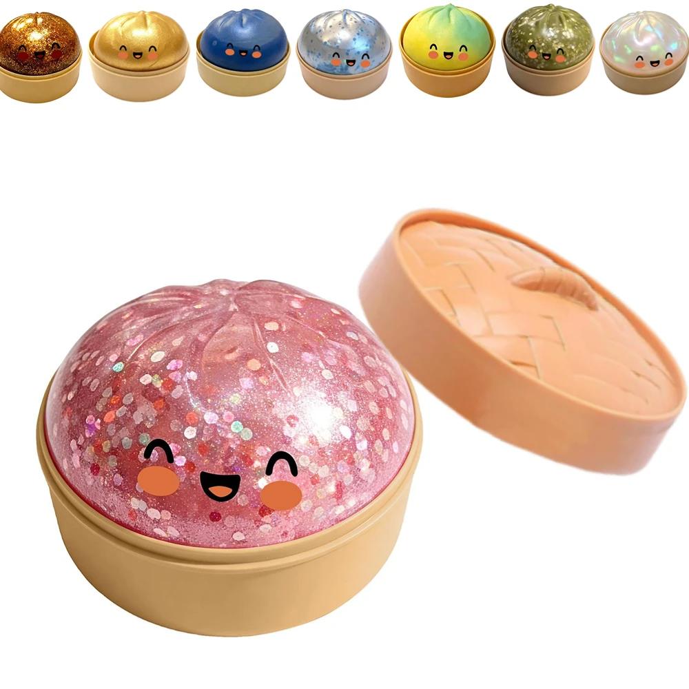 Brinquedos de Pressão para Dumpling, Pães de Dumpling Gigantes, Playsets, Bola de Estresse de Dumpling com Glitter de Subida Lenta, Brinquedos Fidget para Alívio do Estresse para Casa e Escritório