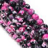 6/8/10mm Natural Stone Hot Pink Fire Agate Beads Round Loose Beads For DIY Jewelry Making Crafts Bracelet Necklace Accessories
