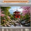 2D plane, 1 piece of Japanese garden scenery background fabric, multi-functional banner background fabric