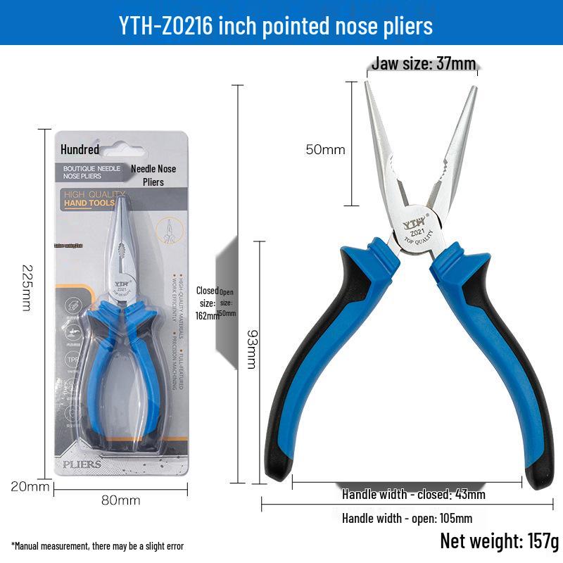 

YTH-Z020 Multifunctional Needle Nose and Diagonal Cutting Pliers, Chrome Vanadium Steel, Electroplated, Nickel Iron.