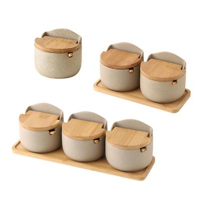 Condiment Jar Condiment Pot with Flip Lid Spoon Modern Ceramics Storage Jars Ceramic Sugar Bowl for Tea Countertop Restaurant