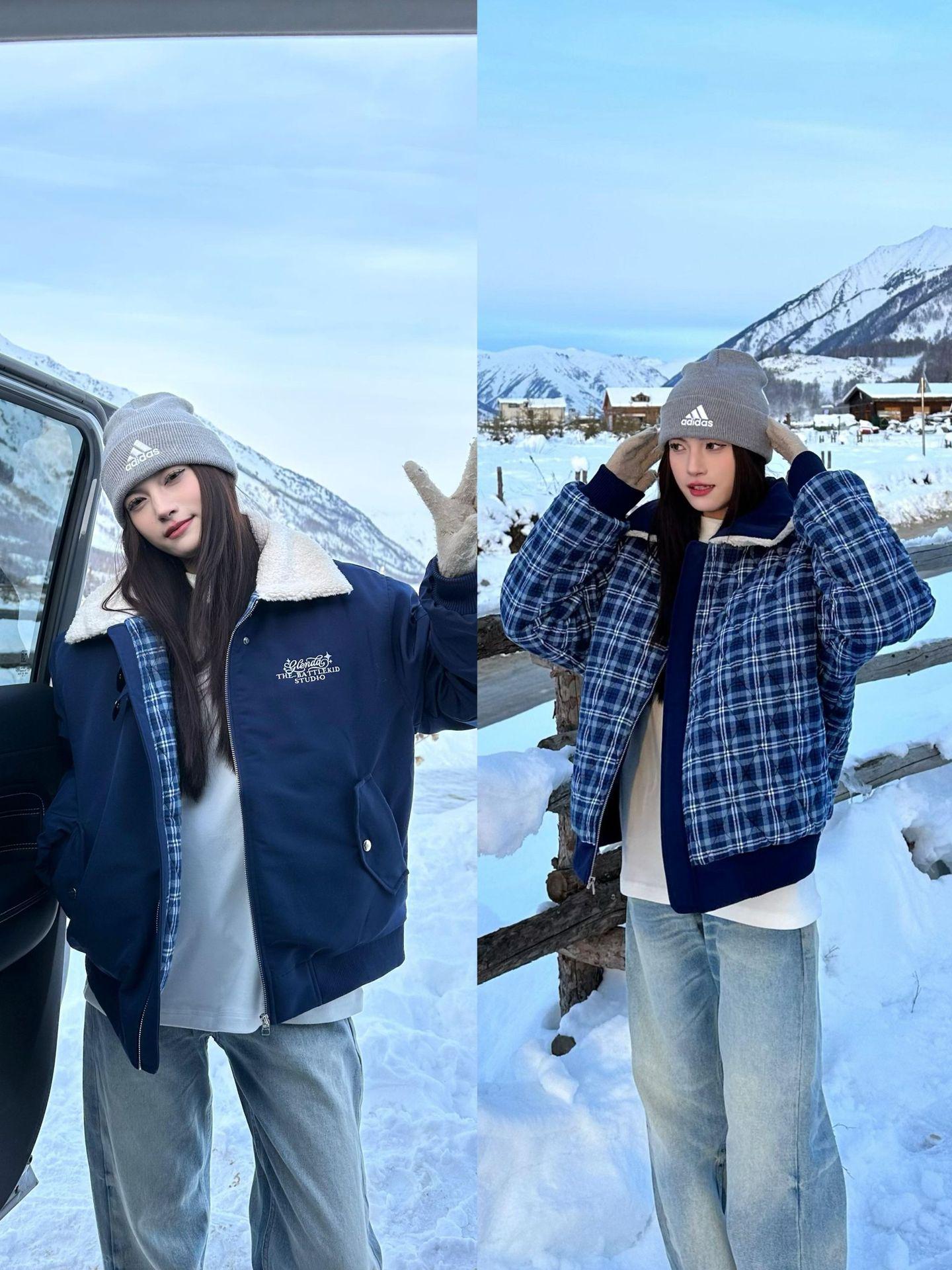 Women s 2025 New Style Guochao Double-Sided Lambswool Cotton Jacket - Thickened Winter Padded Coat. M