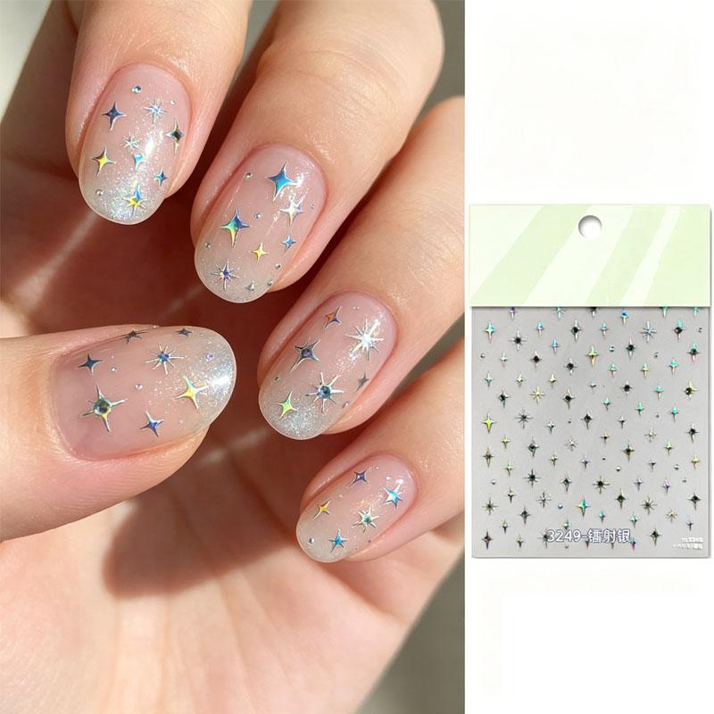 New 3d Star Nail Sticker Metal Mini Star Nail Ribbon Sticker High Quality Exquisite Nail Stickers Self-adhesive ZJT16