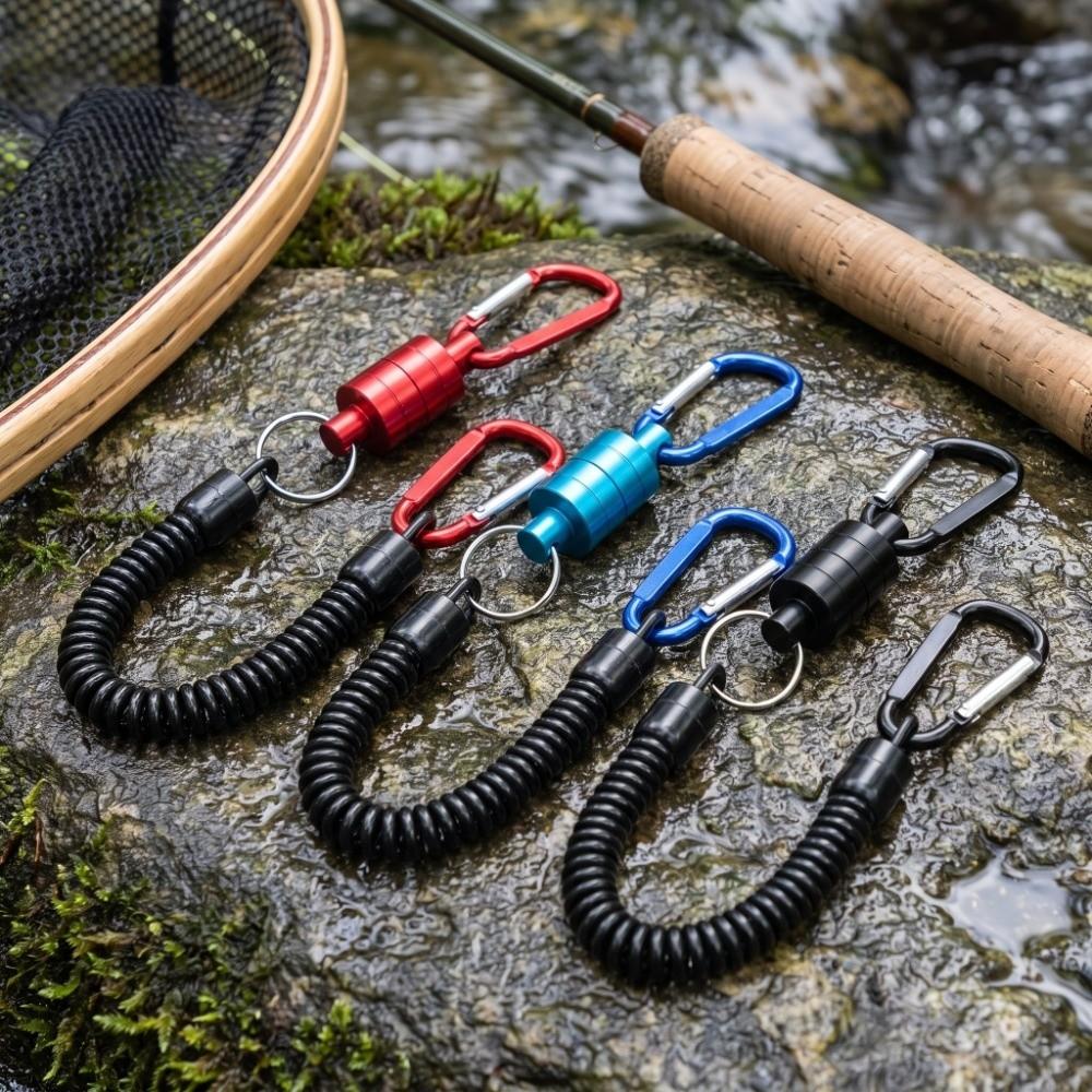 3PCS with Coiled Lanyard Fly Fishing Net Release Clip Landing Net Connector Fly Fishing